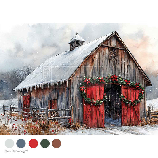 Redesign A4 Decoupage - Cranberry Cabin - 1 sheet, 21cm x 29.6cm (8.27′′×11.69")