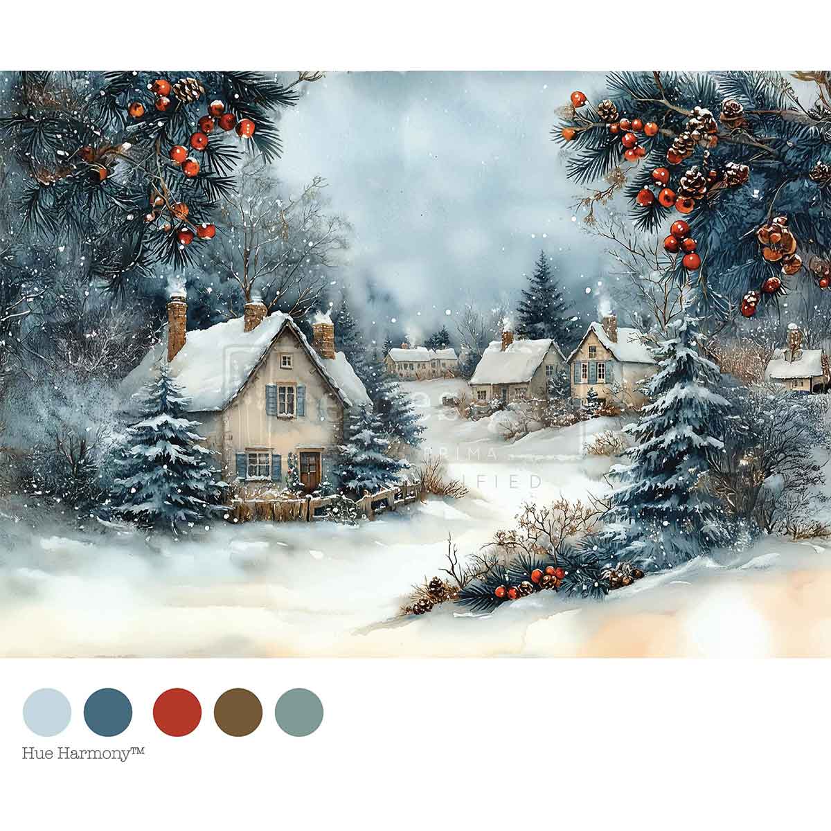 Redesign A4 Decoupage - Winter Hearth - 1 sheet, 21cm x 29.6cm (8.27′′×11.69′′)