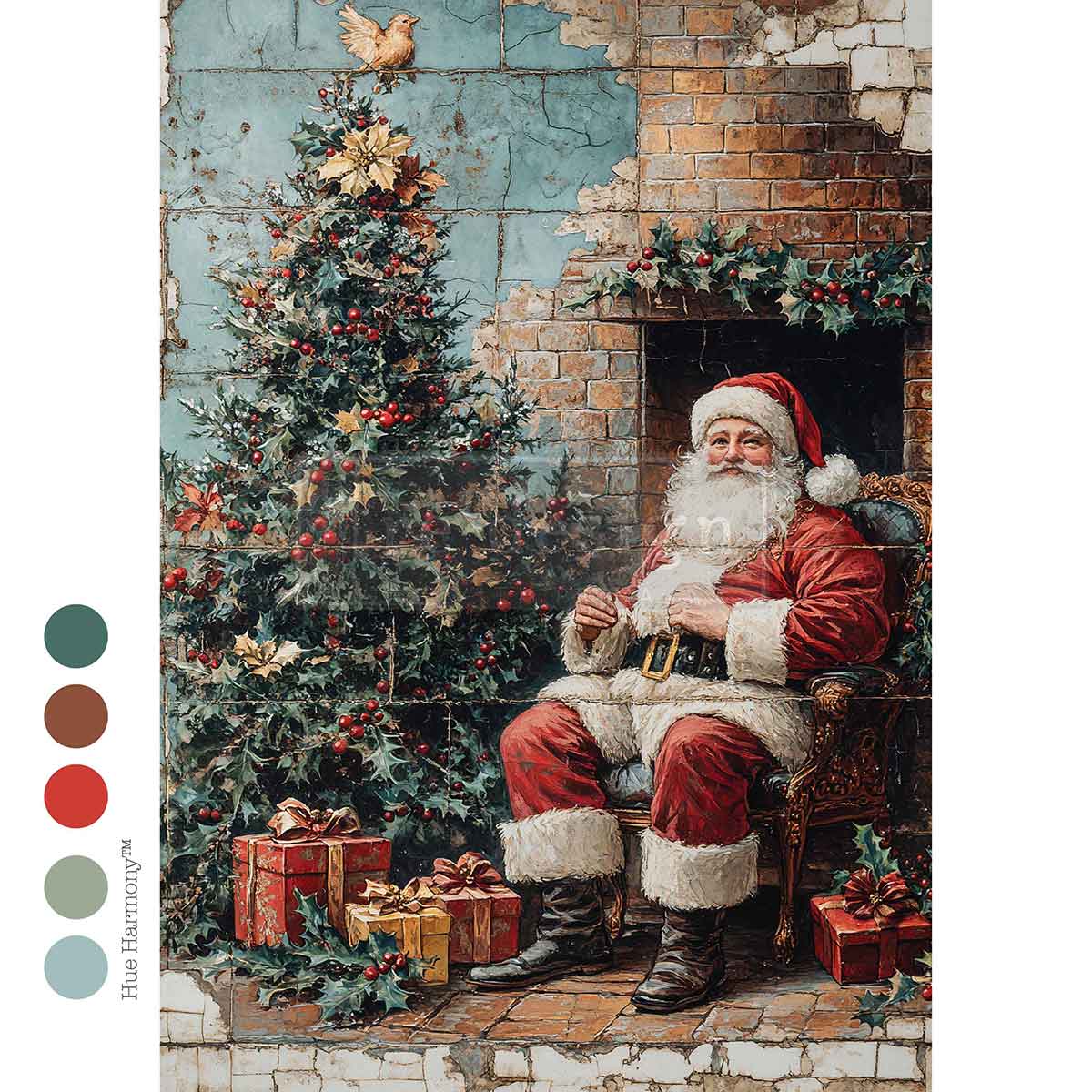 Redesign A4 Decoupage - Cozy Claus Corner - 1 sheet, 21cm x 29.6cm (8.27′′×11.69′′)