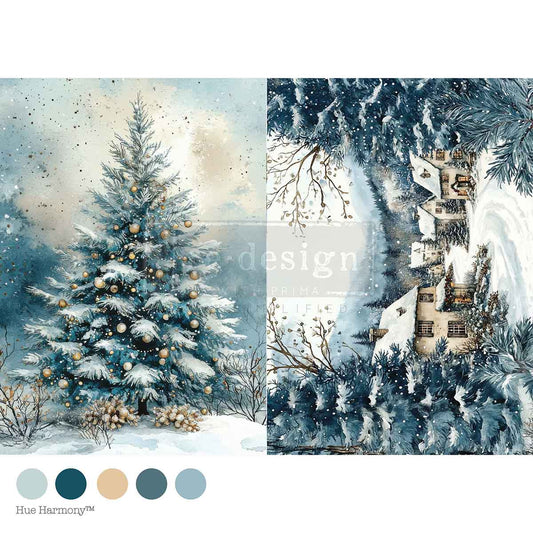 Redesign A4 Decoupage - Silent Night Sparkle - 1 sheet, 21cm x 29.6cm (8.27′′×11.69′′)