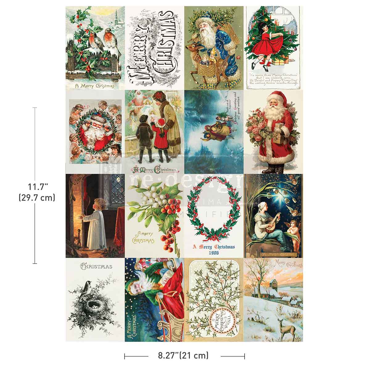 Redesign A4 Transfer - Season's Greetings From The Past - 1 sheet, 21cm x 29.6cm (8.27′′×11.69 ′′)