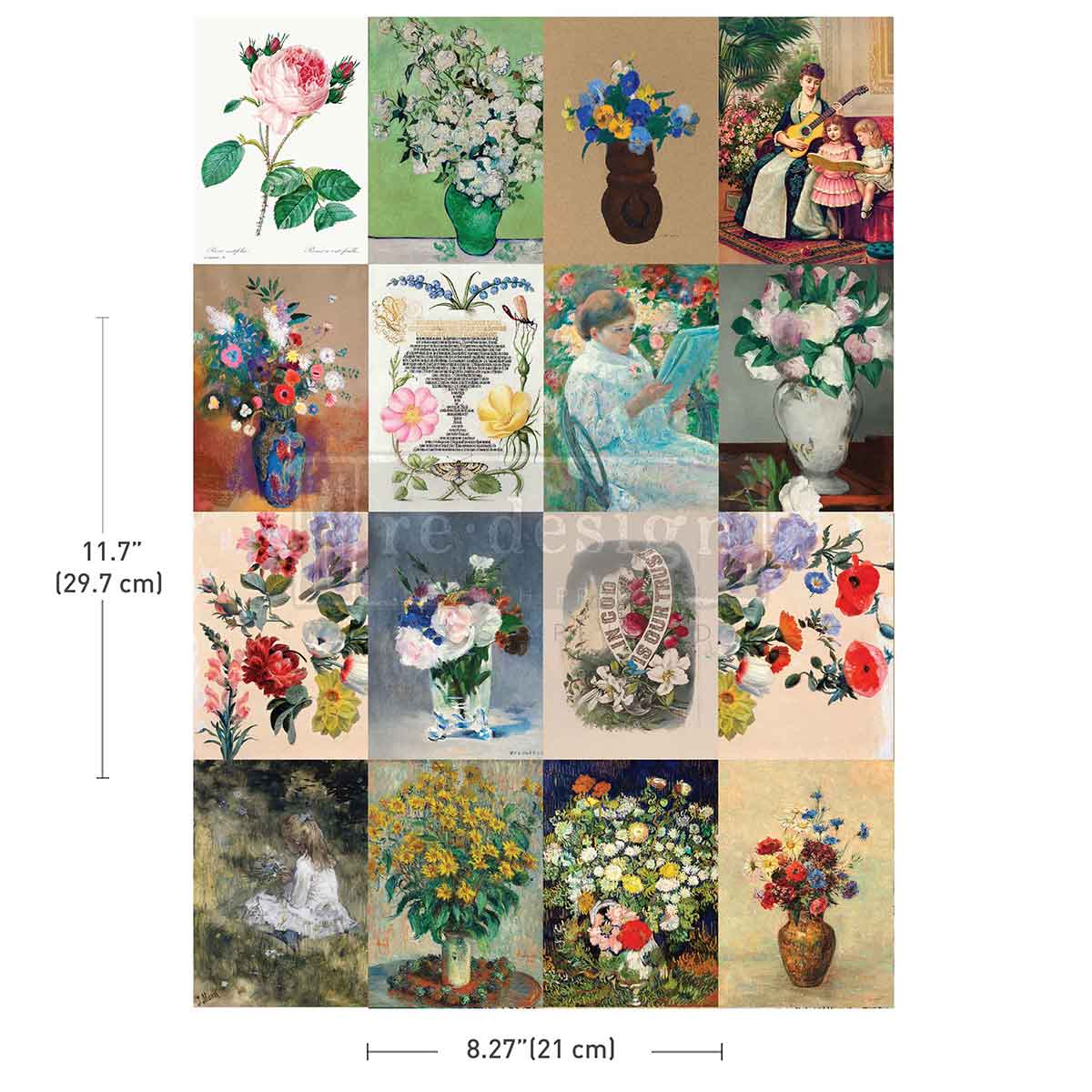 Redesign A4 Transfer - Floral Ambiance - 1 sheet, 21cm x 29.6cm (8.27′′×11.69 ′′)