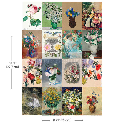 Redesign A4 Transfer - Floral Ambiance - 1 sheet, 21cm x 29.6cm (8.27′′×11.69 ′′)