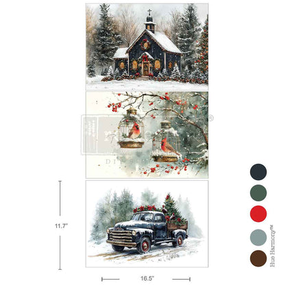 Redesign - A3 Decoupage Fiber Pack - Christmas Blessings - 3 sheets, 29.7cm x 42cm each