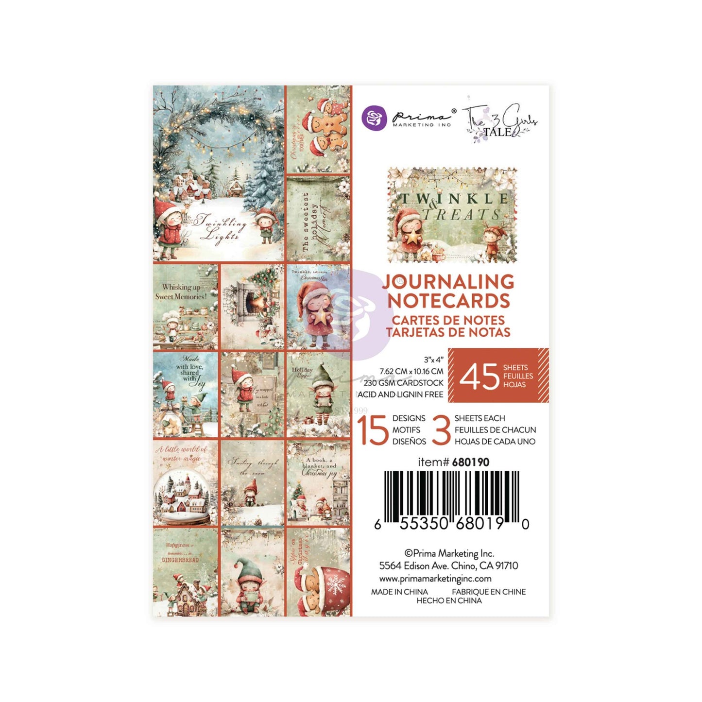 Twinkle & Treats Collection 3×4 Journaling Cards – 45 sheets – 15 designs x 3 sheets each