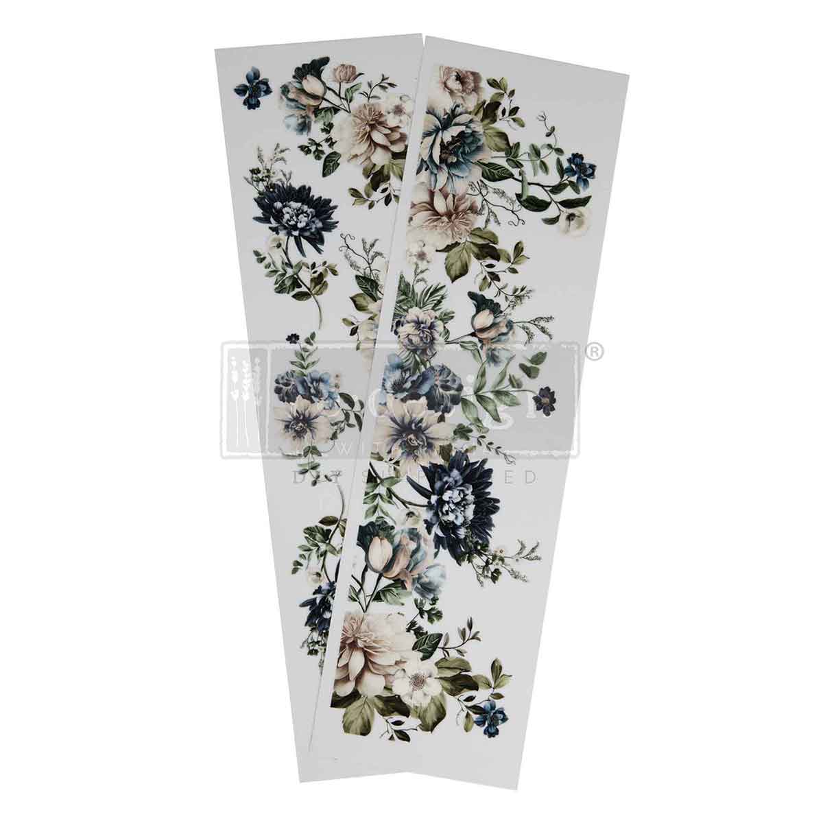 Redesign Luxe Transfers - Whispers Of Indigo – 2 sheets, 3.25″x11.5″ (8.255cm x 29.21cm)