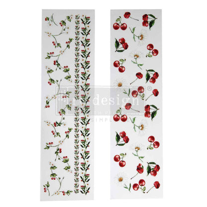 Redesign Luxe Transfers - Daisy Cherry Delight – 2 sheets, 3.25″x11.5″ (8.255cm x 29.21cm)