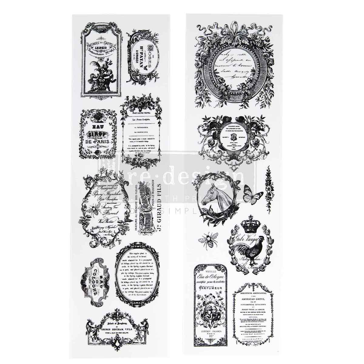 Redesign Luxe Transfers - Romance En Fleur – 2 sheets, 3.25″x11.5″ (8.255cm x 29.21cm)