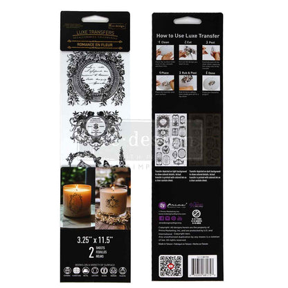 Redesign Luxe Transfers - Romance En Fleur – 2 sheets, 3.25″x11.5″ (8.255cm x 29.21cm)