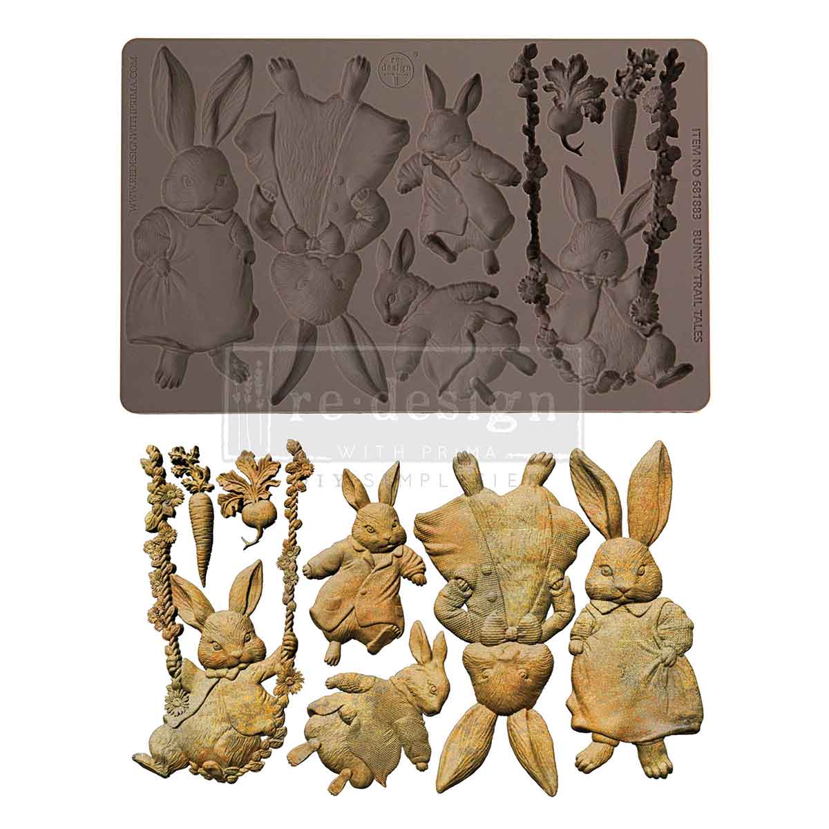Redesign Decor Moulds® –  Bunny Trail Tales – 1 pc, 5″x8″x8mm