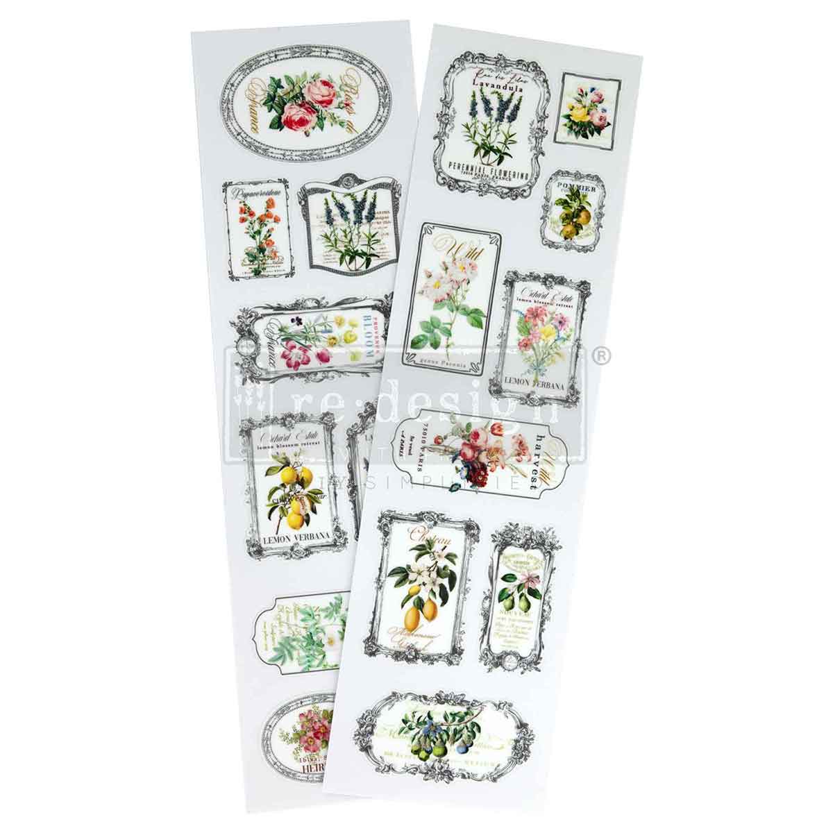 Redesign Luxe Transfers - Fleur De Frame – 2 sheets, 3.25″x11.5″ (8.255cm x 29.21cm)