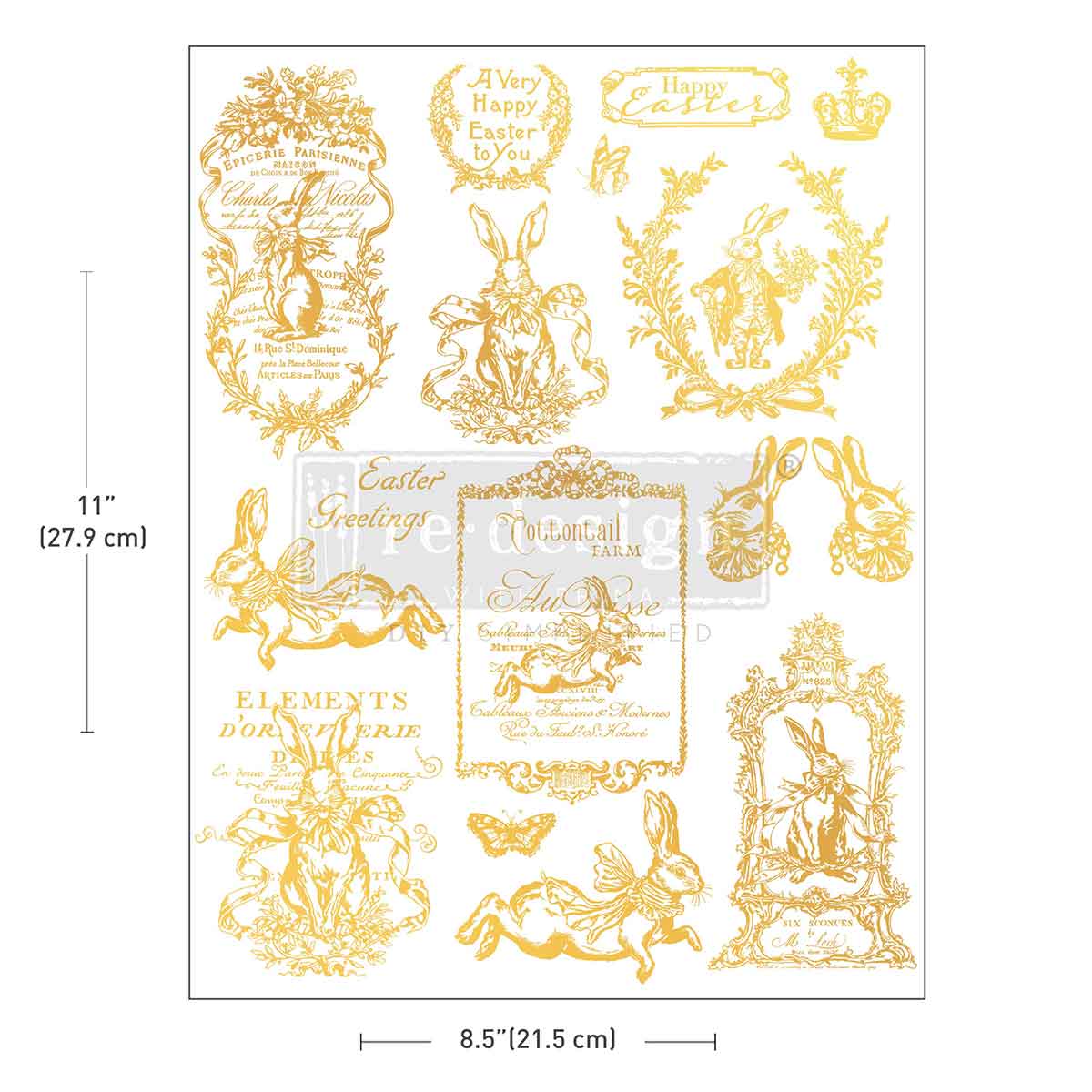 H20 Transfers Single Sheet Gold – Gilded Spring  – 2 sheets, 8.5″x11″