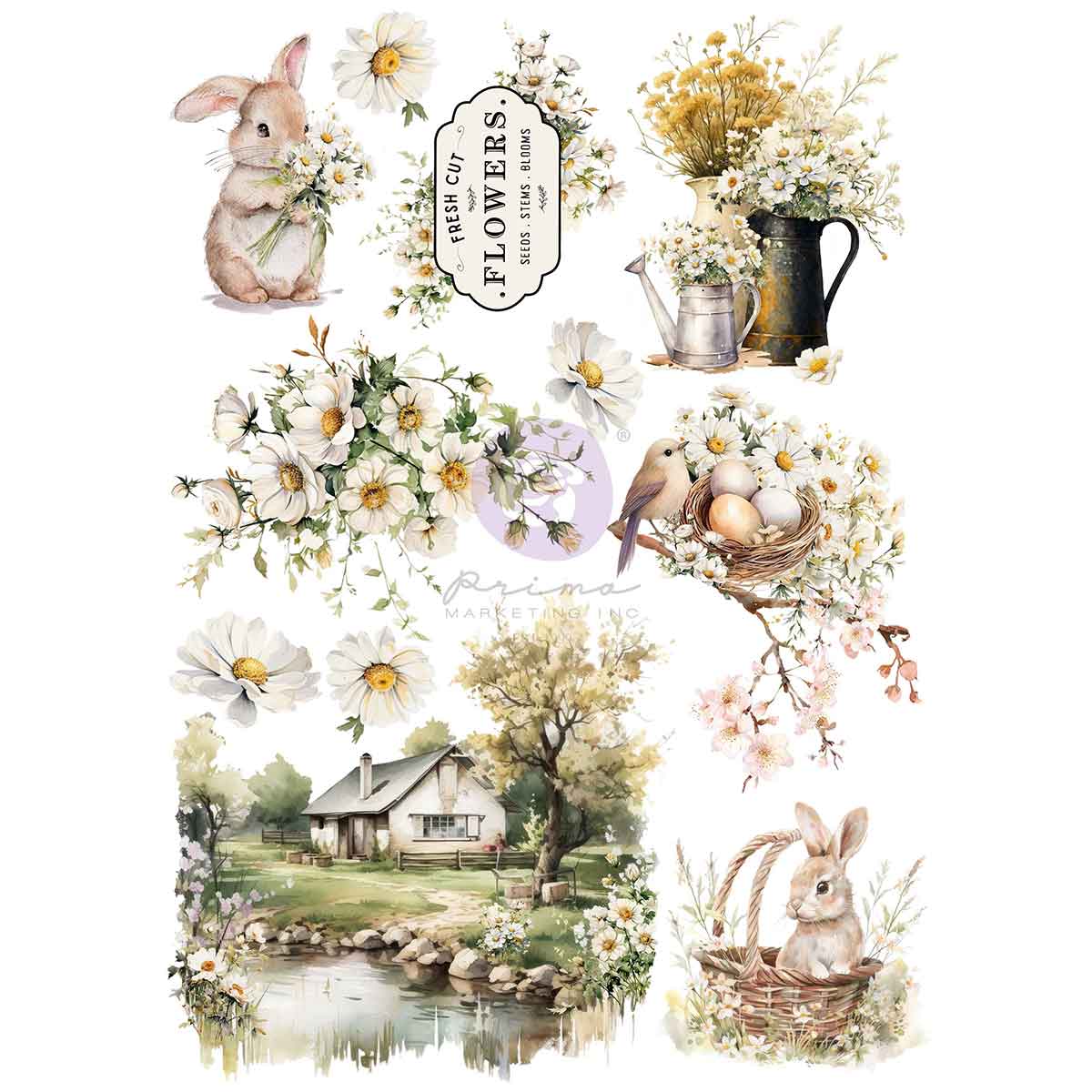 Redesign - Among the Wildflowers Collection A4 Transfer  - 1 sheet, 21cm x 29.6cm (8.3″x11.7″)