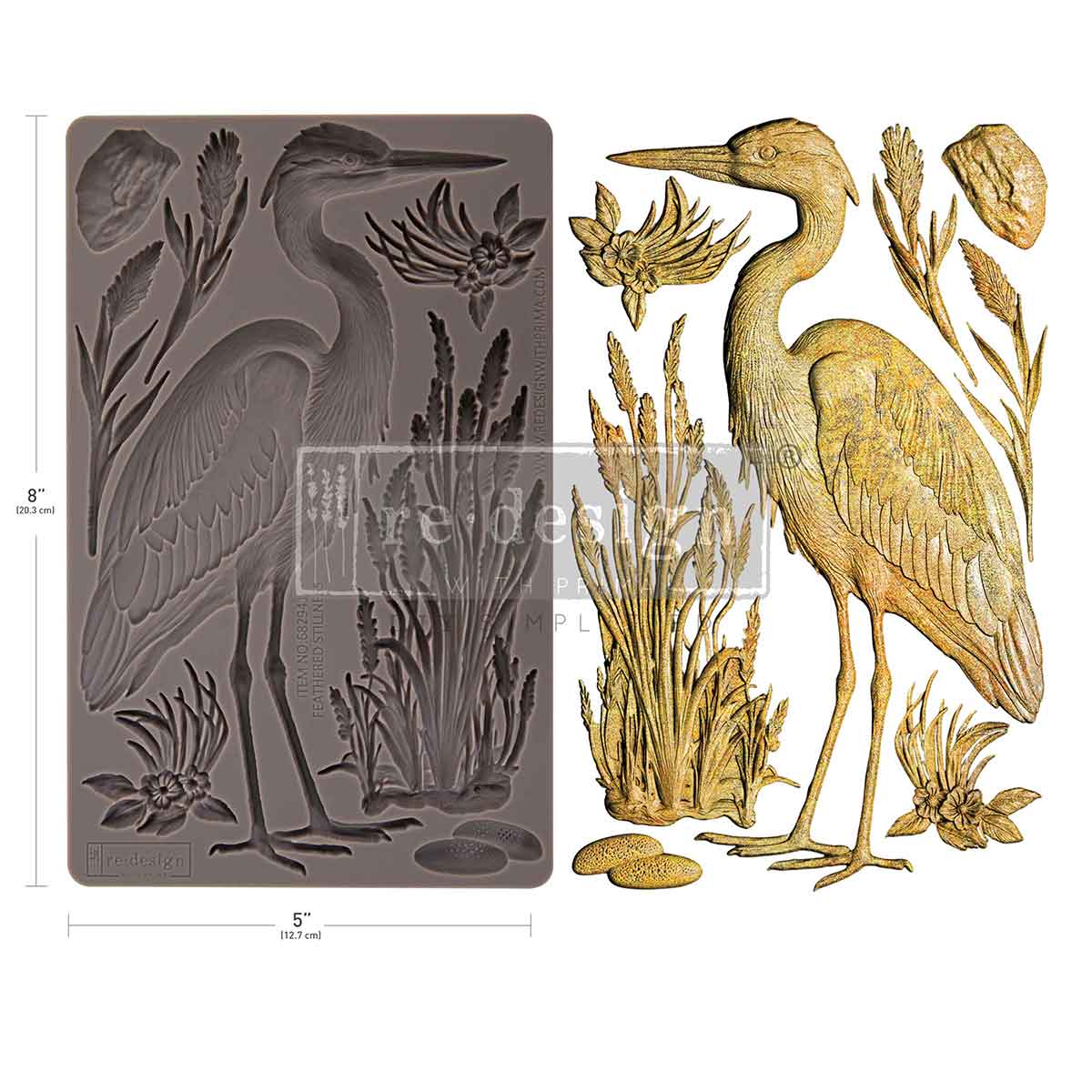 Redesign Decor Moulds -  Feathered Stillness – 1 pc, 5″x8″x8mm