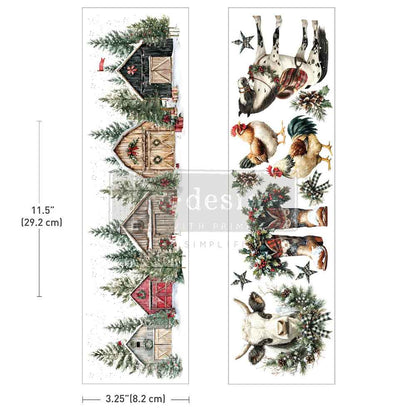 Redesign Luxe Transfers - Christmas On The Farm – 2 sheets, 3.25″x11.5″ (8.255cm x 29.21cm)