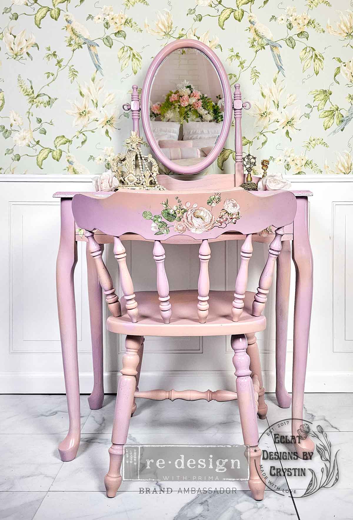 Redesign Small Transfers - Blushing Blooms - 3 sheets, 6" x 12"