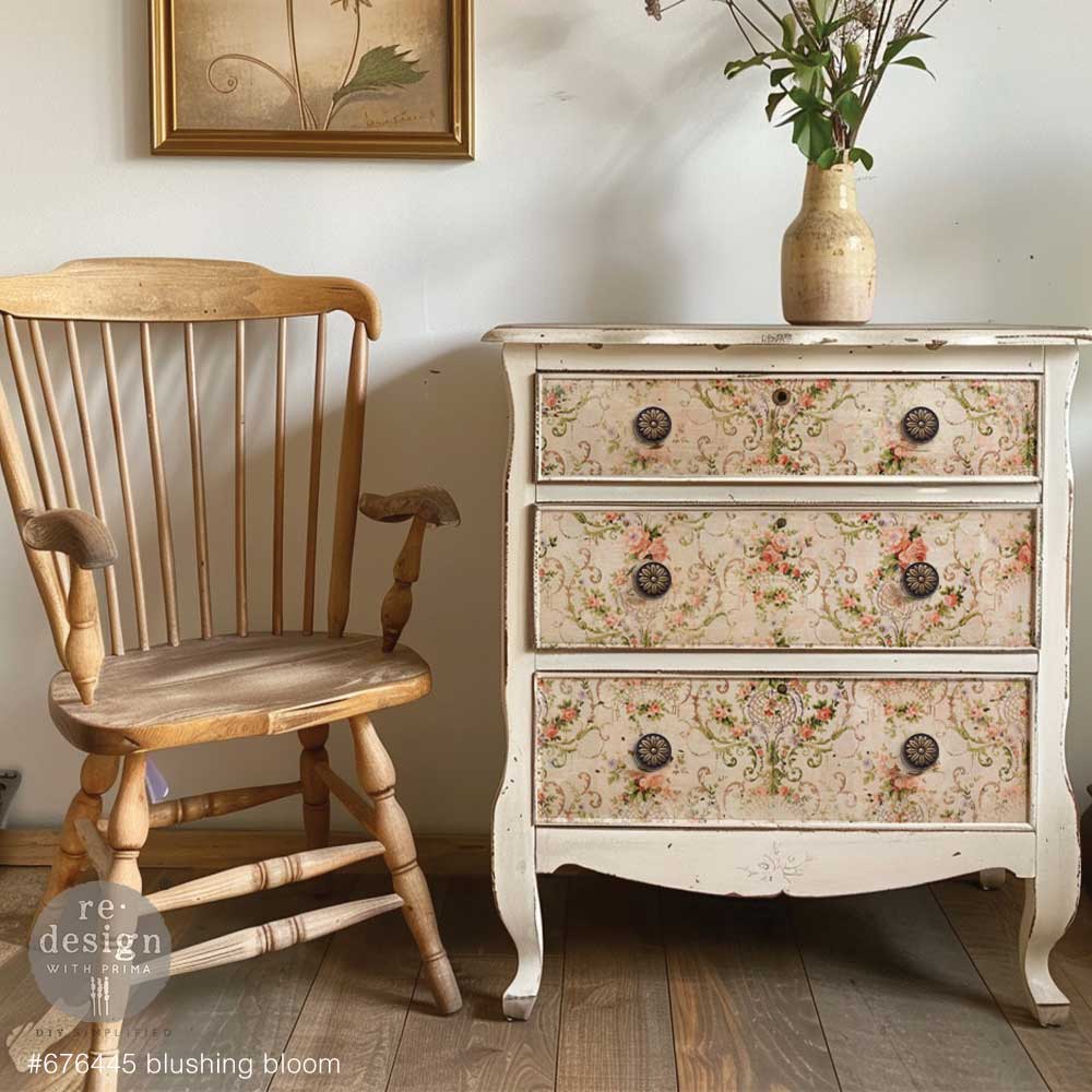 Redesign Double Delight Decoupage Fiber Paper Set – Blushing Bloom – Total 2 sheets – 1 sheet - 49.53cm x 76.2cm + 1 sheet - 29.71cm x 41.91cm