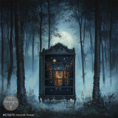 Redesign A1 Decoupage Fiber – Moonlit Forest – 1 sheet, 23.4″x33.1″