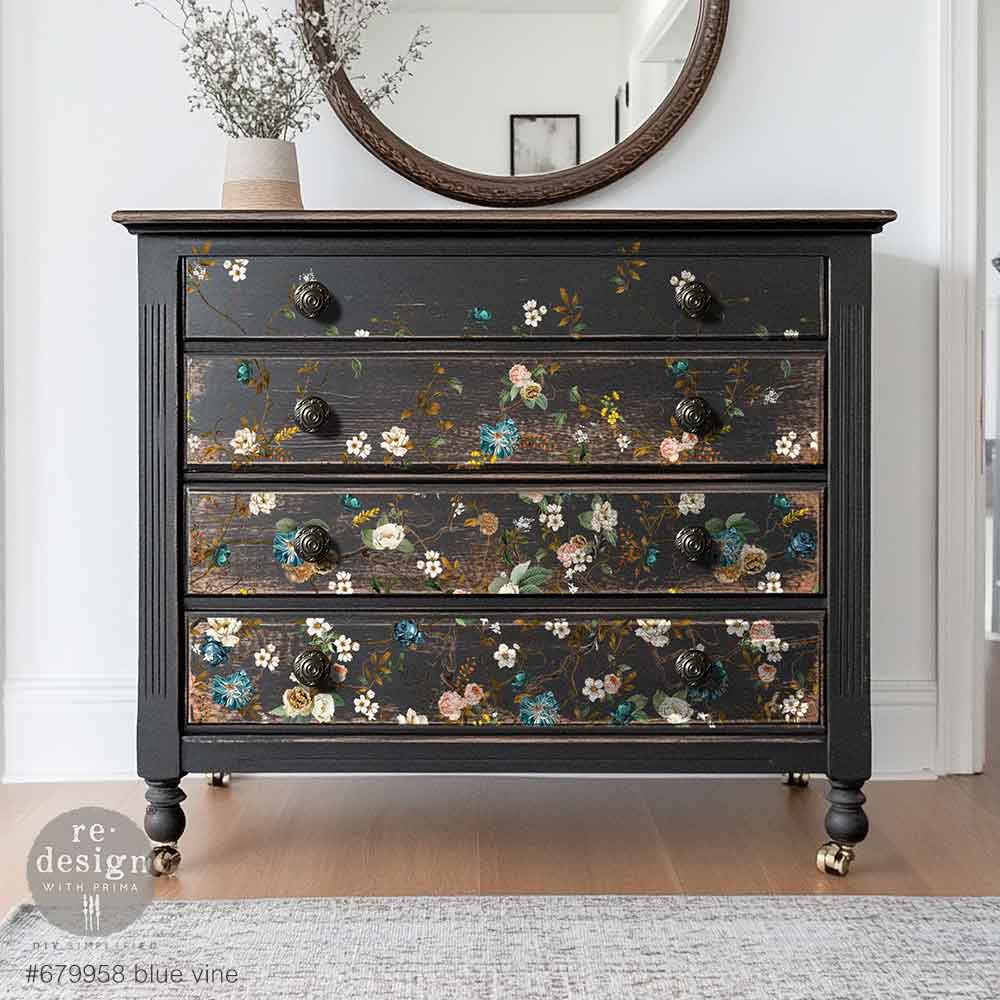 Redesign Decor Transfers® - Blue Vine - cut into 4 sheets -60.96cm x 88.9cm (24″x35″)