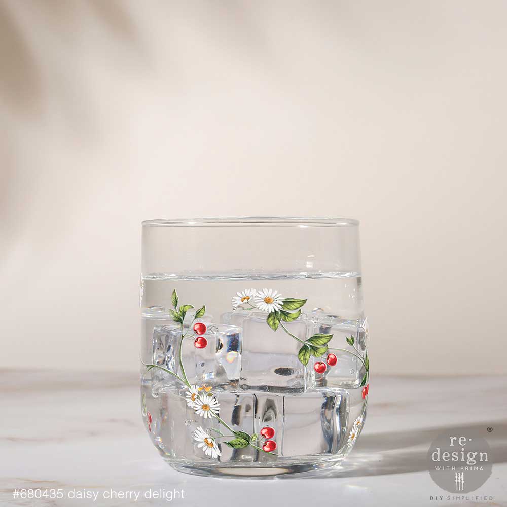 Redesign Luxe Transfers - Daisy Cherry Delight – 2 sheets, 3.25″x11.5″ (8.255cm x 29.21cm)