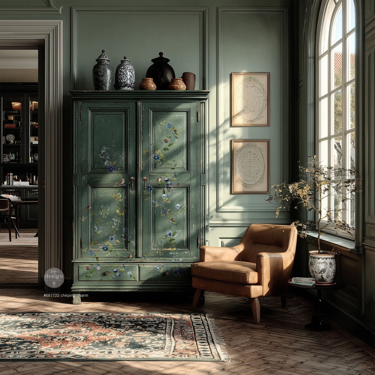 Redesign Decor Transfers® – Chirping Charm – total sheet size 24″x35″, (60.96cm x 88.9cm) cut into 4 sheets