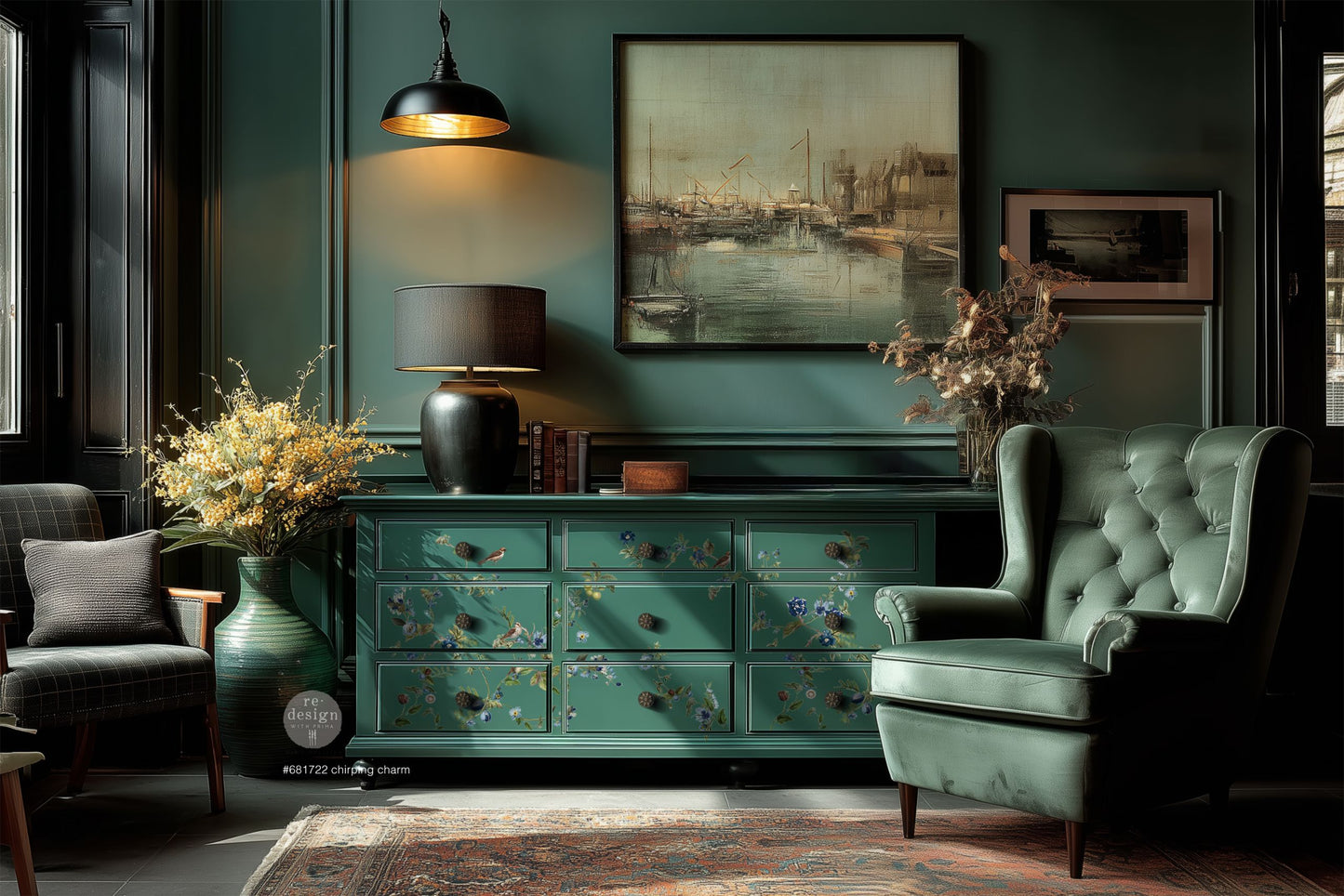 Redesign Decor Transfers® – Chirping Charm – total sheet size 24″x35″, (60.96cm x 88.9cm) cut into 4 sheets