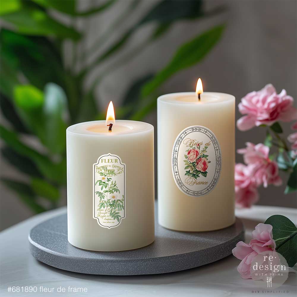 Redesign Luxe Transfers - Fleur De Frame – 2 sheets, 3.25″x11.5″ (8.255cm x 29.21cm)