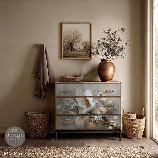 Redesign - A1 Decoupage Fiber – Alabaster Grace – 1 sheet, 23.4″x33.1″