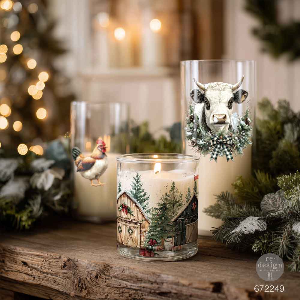 Redesign Luxe Transfers - Christmas On The Farm – 2 sheets, 3.25″x11.5″ (8.255cm x 29.21cm)