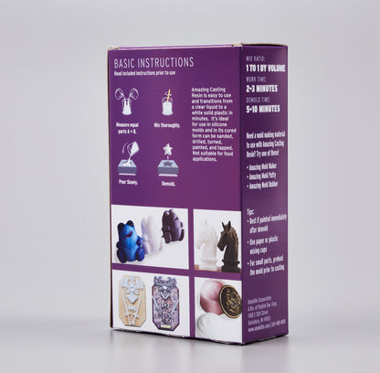Amazing Casting Resin – Includes Parts A & B; 8 Fl Oz / Total 16 Fl Oz + 2 sticks + 3 cups