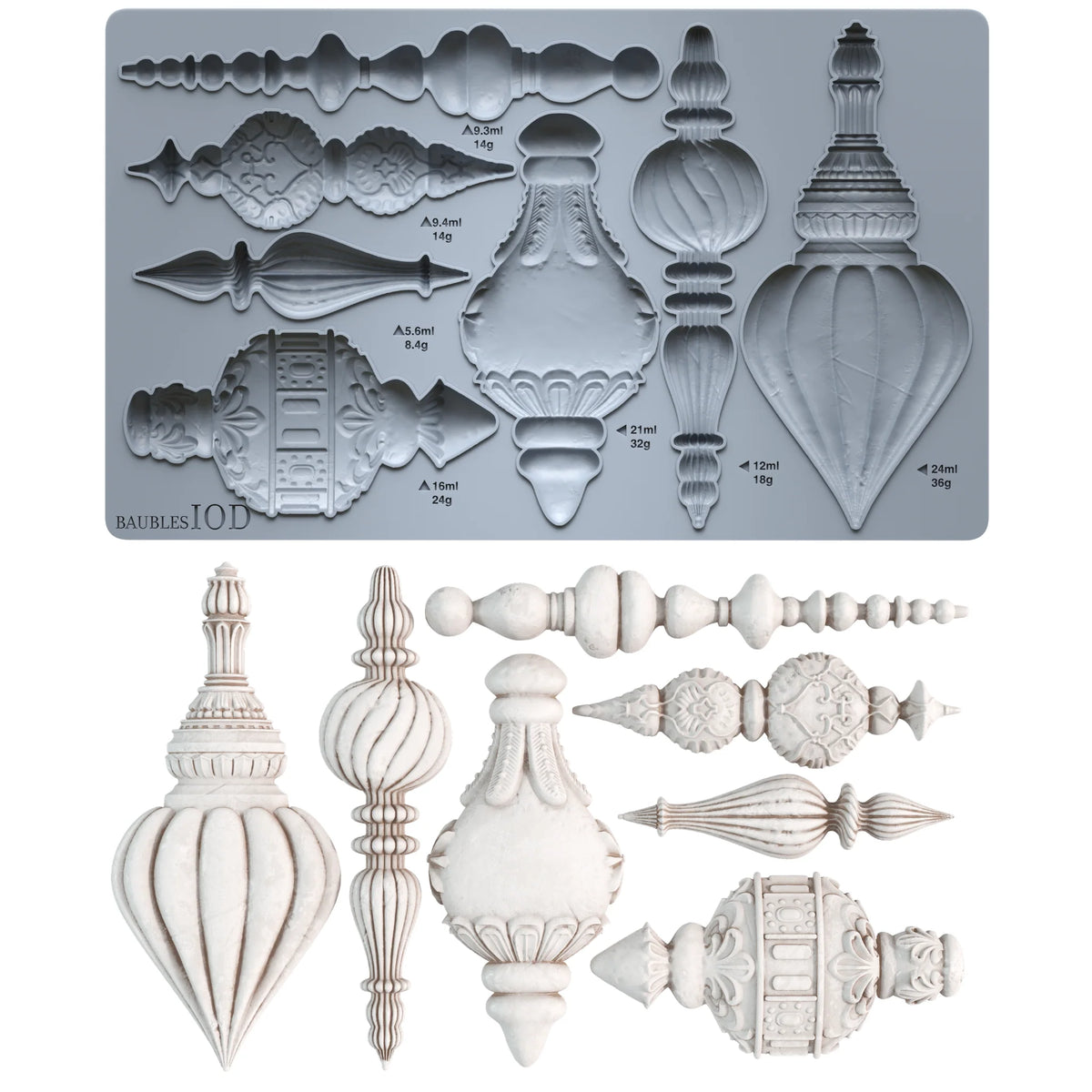 Inspired by traditional glass baubles, vintage tin ornaments, and turned wood, these are the vintage-inspired moulds you didn’t know you needed!

And because they’re symmetrical, you can cast them back to back to create fabulous dimensional 3D projects.

But don’t let the bauble inspiration fool you. This limited-edition mould is incredibly versatile and can be used all year long.

How to Use It & Creative Ideas:

Easy Casting: Fill the flexible silicone cavities with your favorite casting material