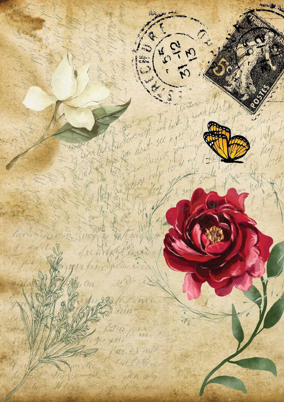 Belles & Whistles | Old Postcard - A3 Rice Decoupage Paper