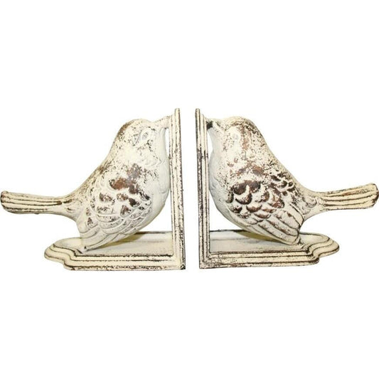 Bookends Birds Whitewash (pair)