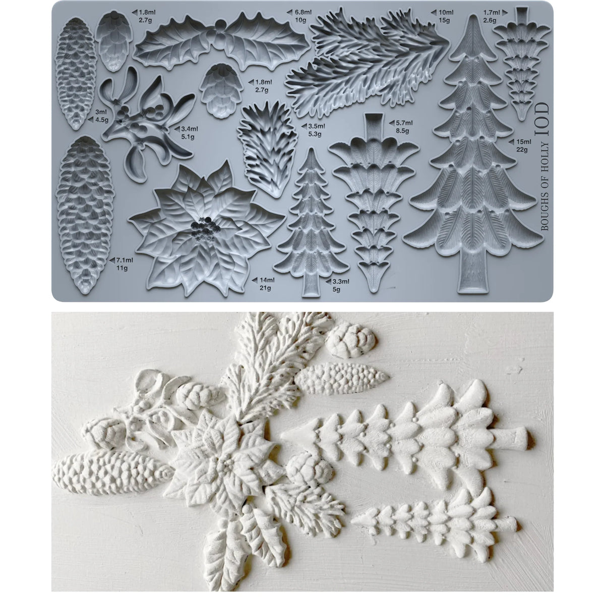 IOD - Boughs of Holly Decor Moulds 6x10