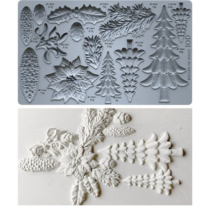 IOD - Boughs of Holly Decor Moulds 6x10