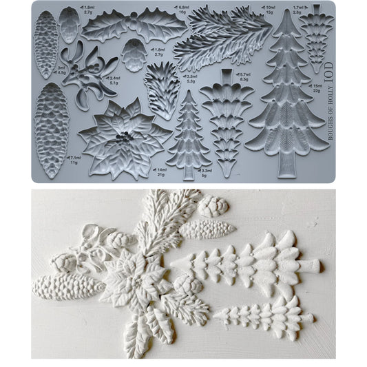 IOD - Boughs of Holly Decor Moulds 6x10