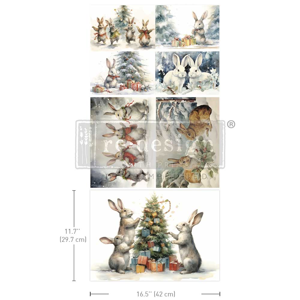 Redesign A3 Decoupage Fiber Pack - Bunny Wonderland - 3 sheets, 11.7"x16.5"