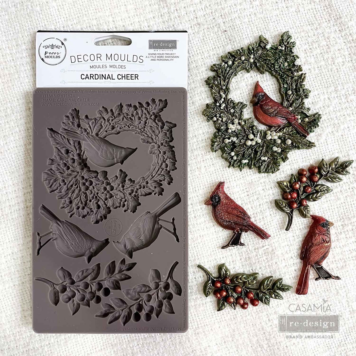 Redesign Decor Moulds® - Cardinal Cheer - 1 pc, 5"x8"x8mm