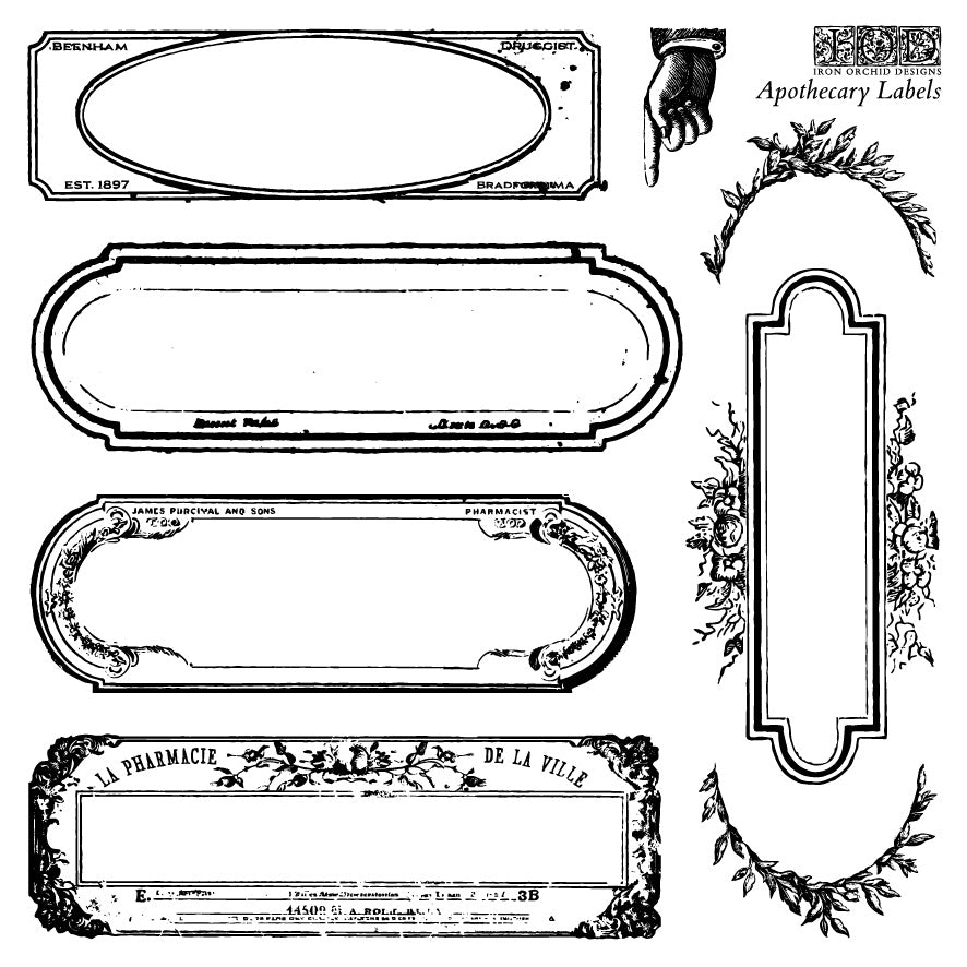 IOD | Apothecary Labels Mini Stamps