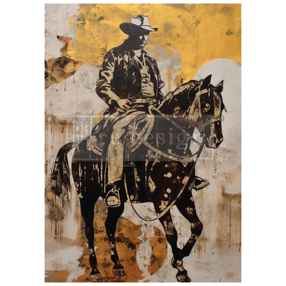 Redesign A1 Decoupage Fiber - Cowboy Cavalry - 1 sheet, A1 size