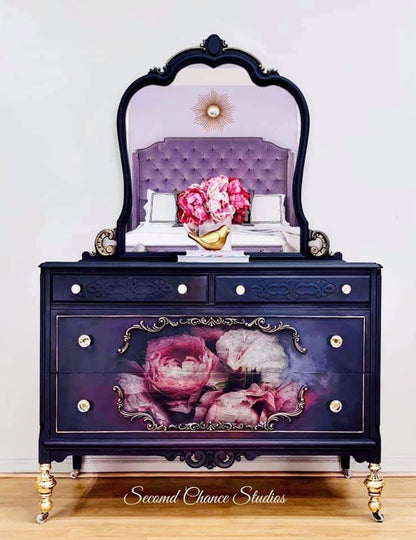 Moody Florals Mint Decoupage Paper