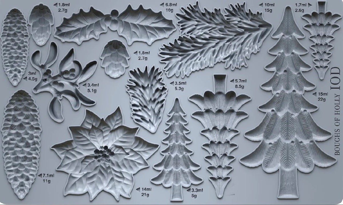 IOD - Boughs of Holly Decor Moulds 6x10