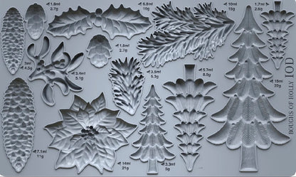 IOD - Boughs of Holly Decor Moulds 6x10
