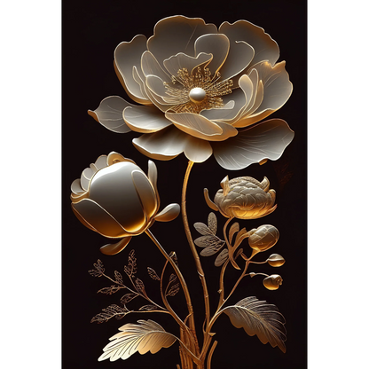 Golden Bloom 2 - Mint Decoupage Paper