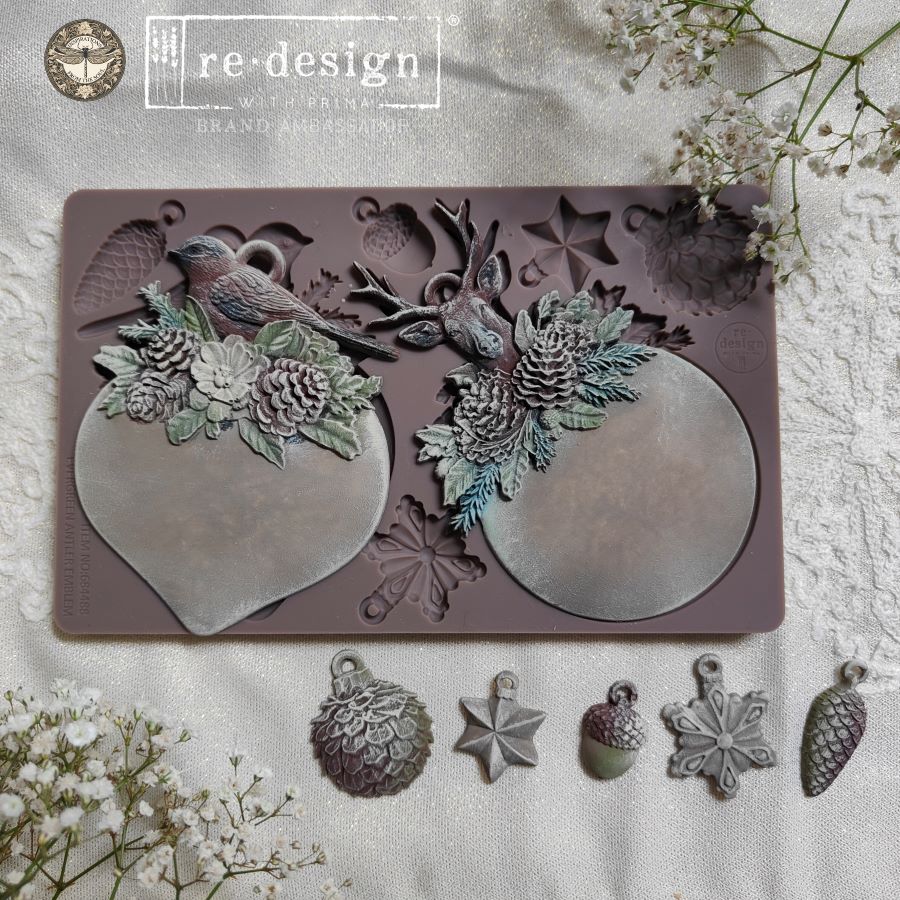 Redesign Decor Moulds -  Evergreen Antler Emblem Mould – 1 pc, 5″x8″x8mm