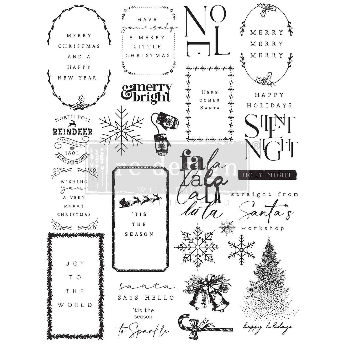 Redesign - Decor Clear Stamp - Here Comes Santa - 8.5x11 sheet size