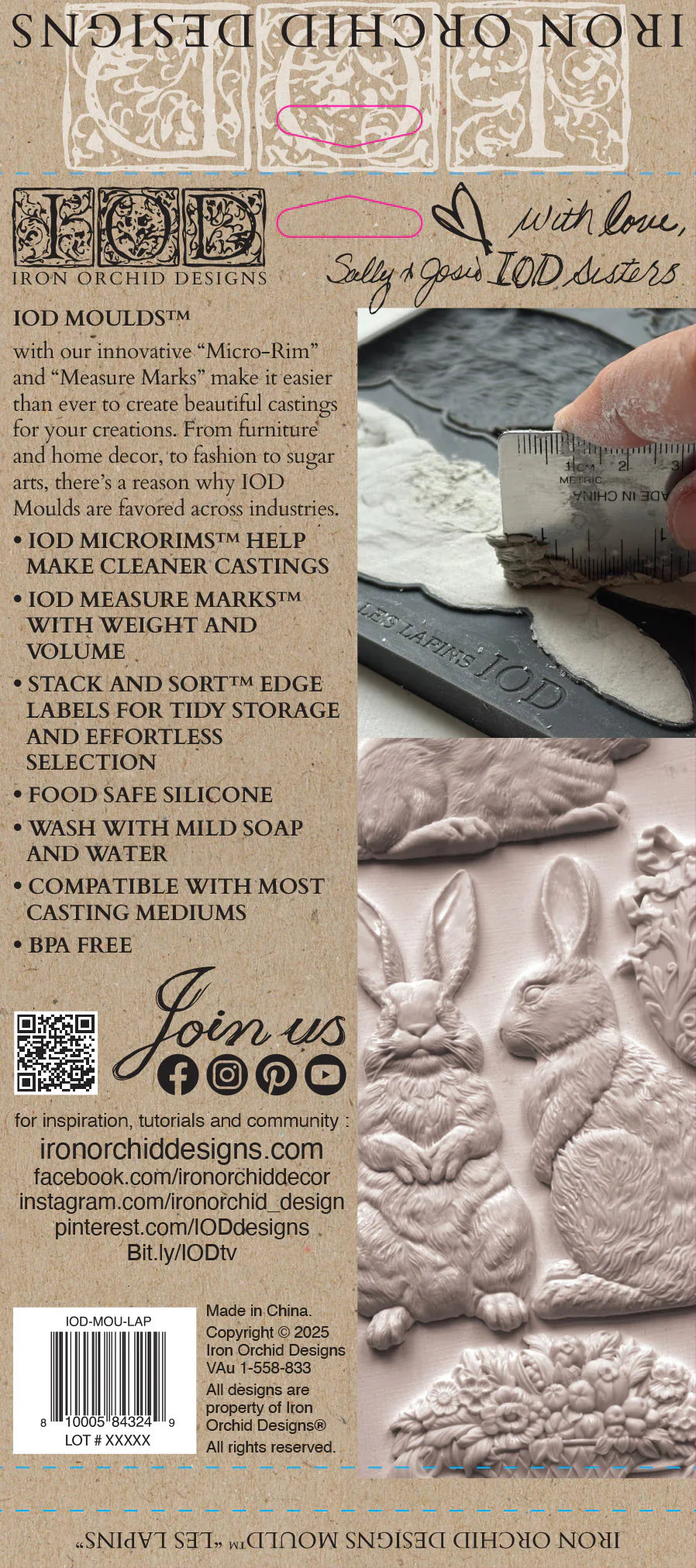 IOD - Les Lapins Decor Mould 15.24cm x 25.4cm