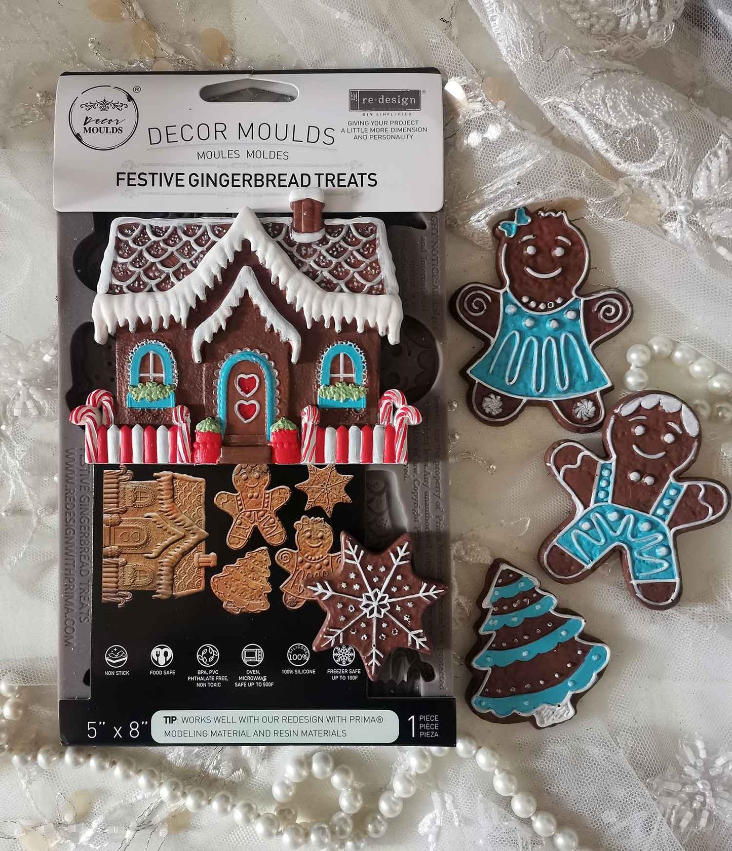 Redesign Decor Moulds® - Festive Gingerbread Treats - 1 pc, 5"x8"x8mm