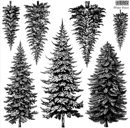 IOD - Winter Forest Decor Stamp  12x12