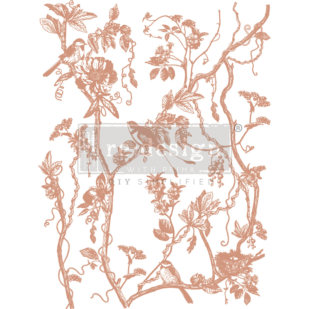 Kacha Decor Transfers® Copper Foil - Bird Watching - total sheet size 18"x24", cut into 2 sheets